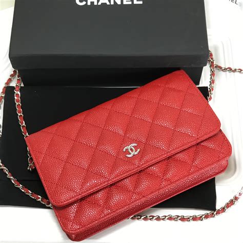 chanel woc red silver|Chanel wallet on chain price.